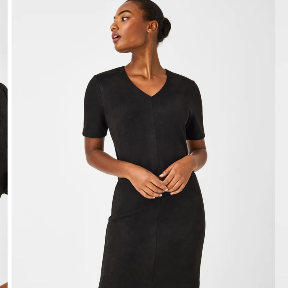 Spanx faux suede column dress